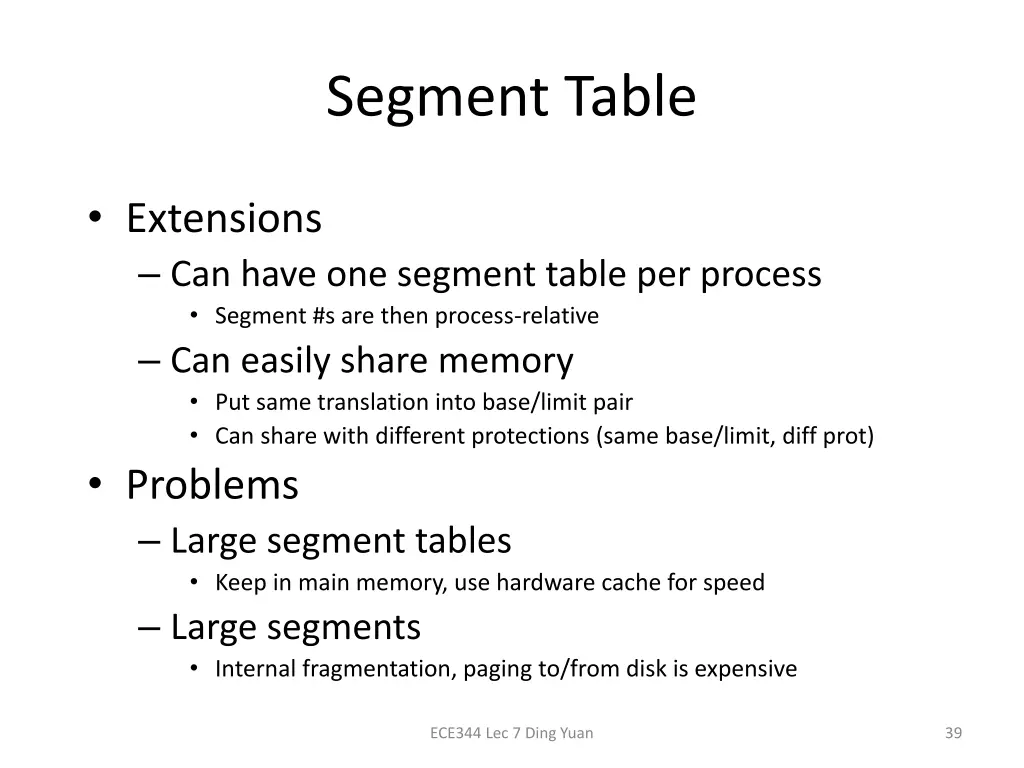 segment table