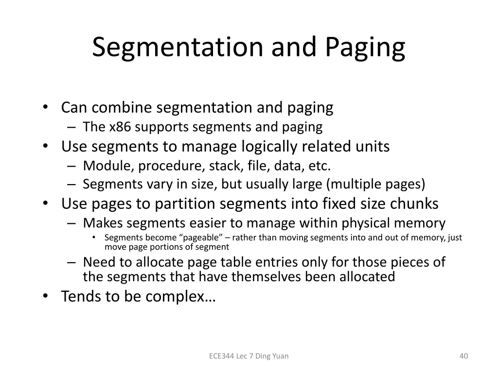 segmentation and paging