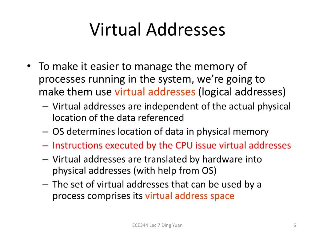 virtual addresses