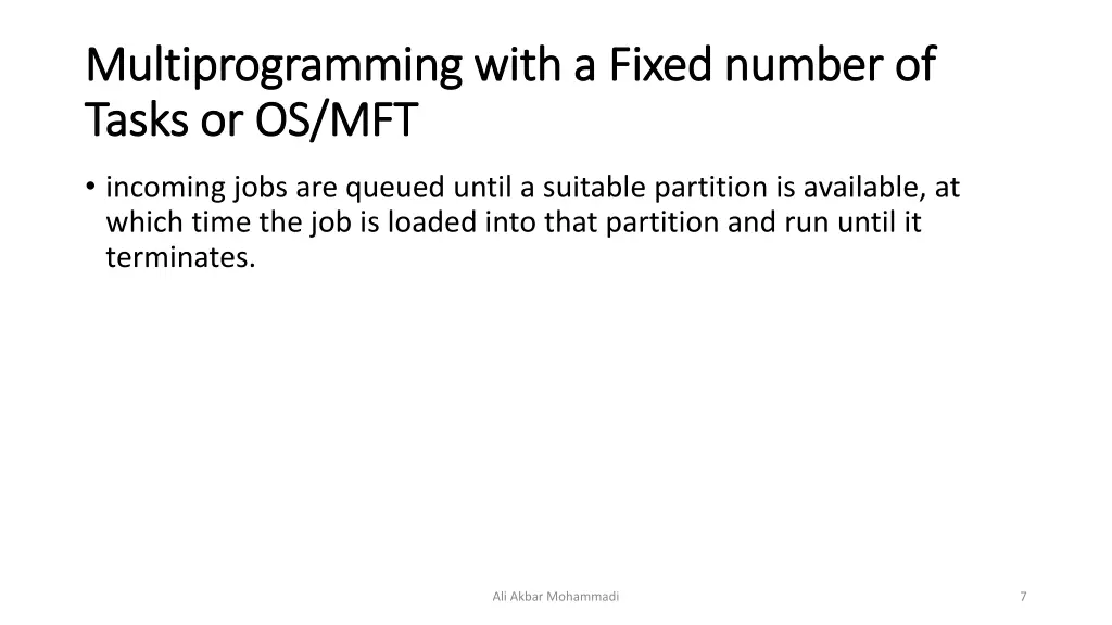 multiprogramming with a fixed number