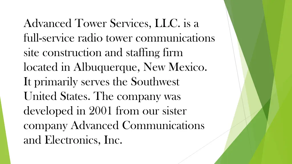 advanced tower services llc is a full service