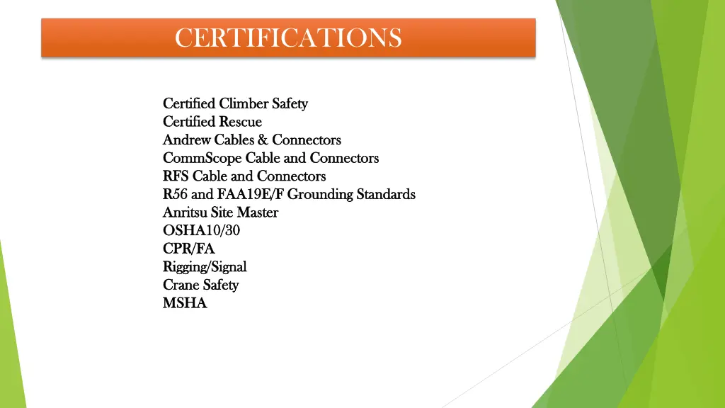certifications