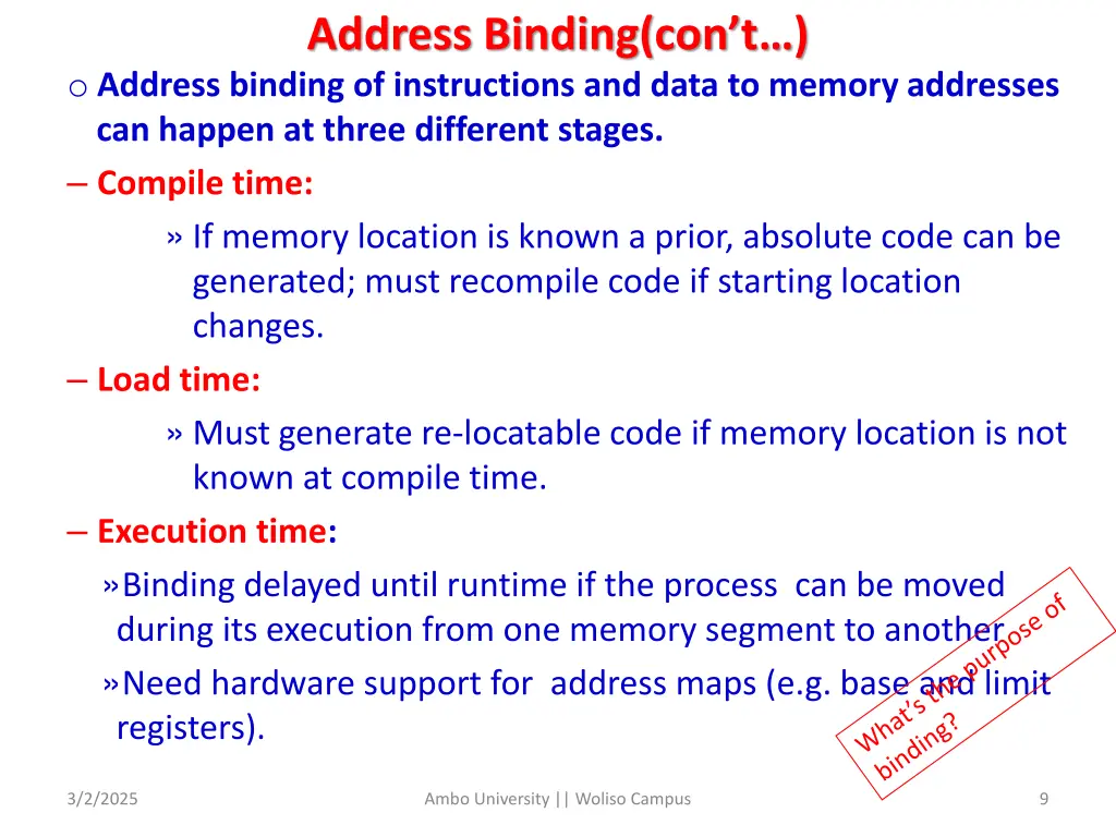 address binding con t o address binding
