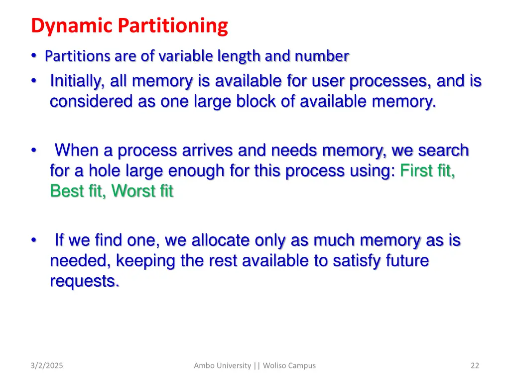 dynamic partitioning