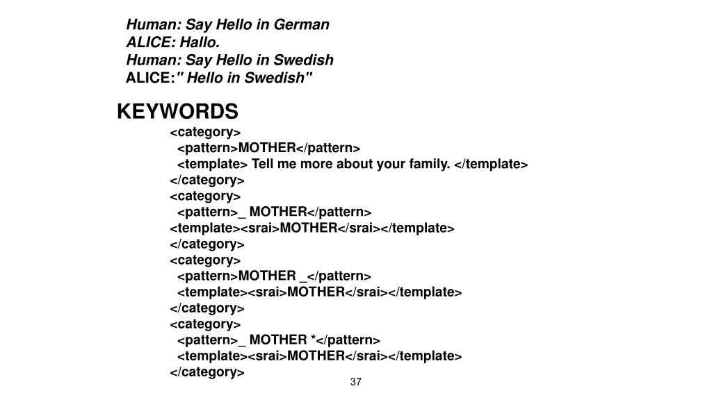 human say hello in german alice hallo human