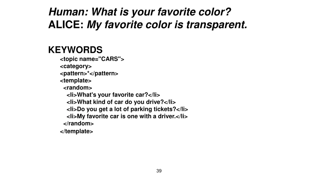 human what is your favorite color alice