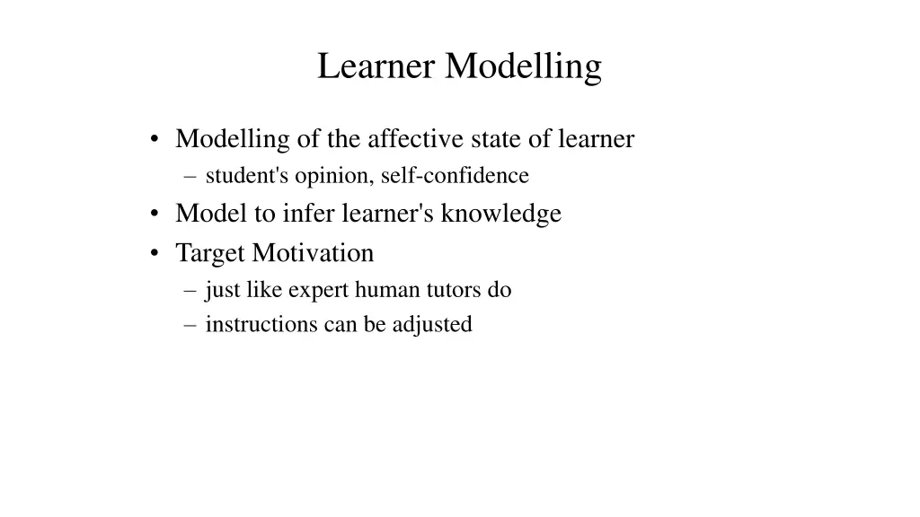 learner modelling