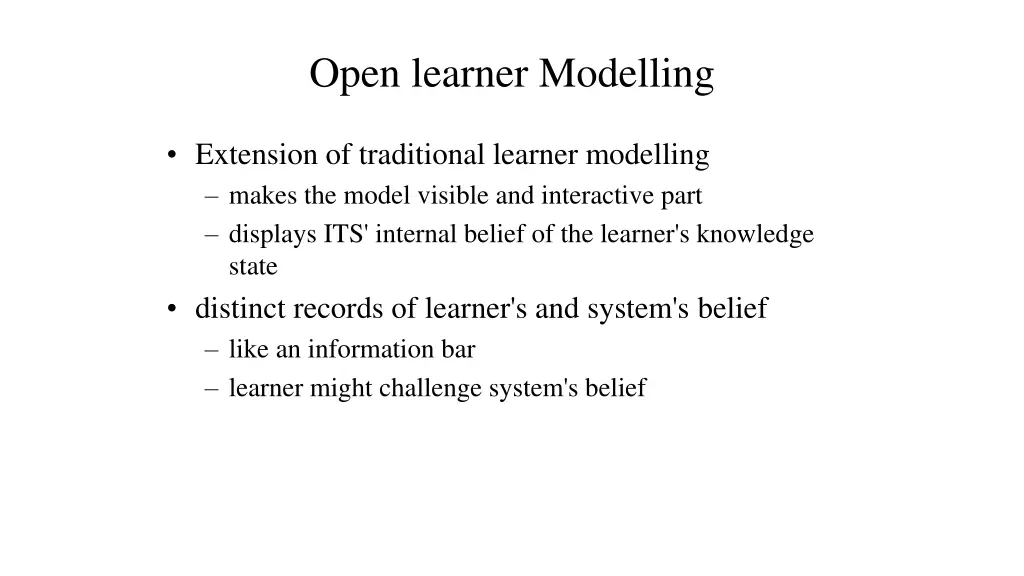 open learner modelling