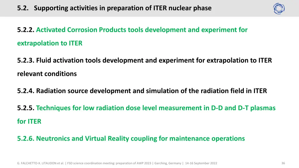 5 2 supporting activities in preparation of iter