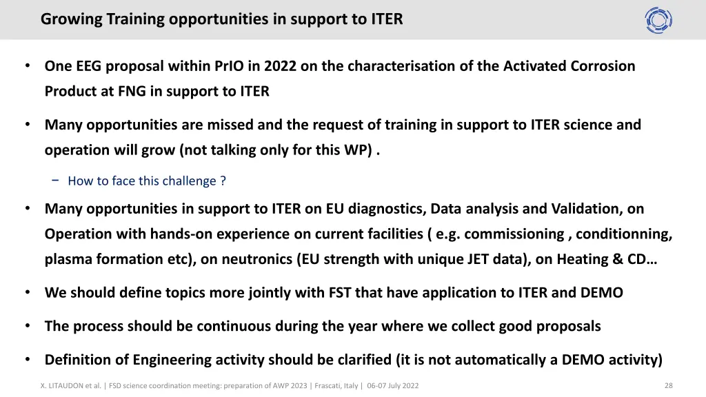 growing training opportunities in support to iter