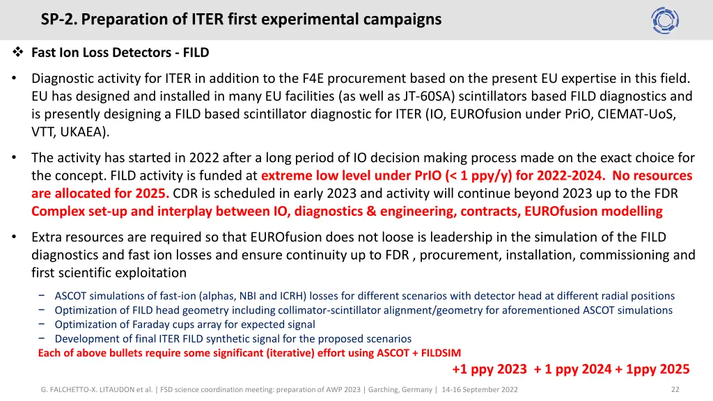 sp 2 preparation of iter first experimental 1