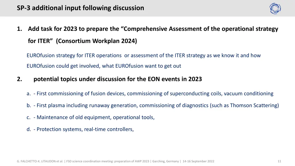 sp 3 additional input following discussion