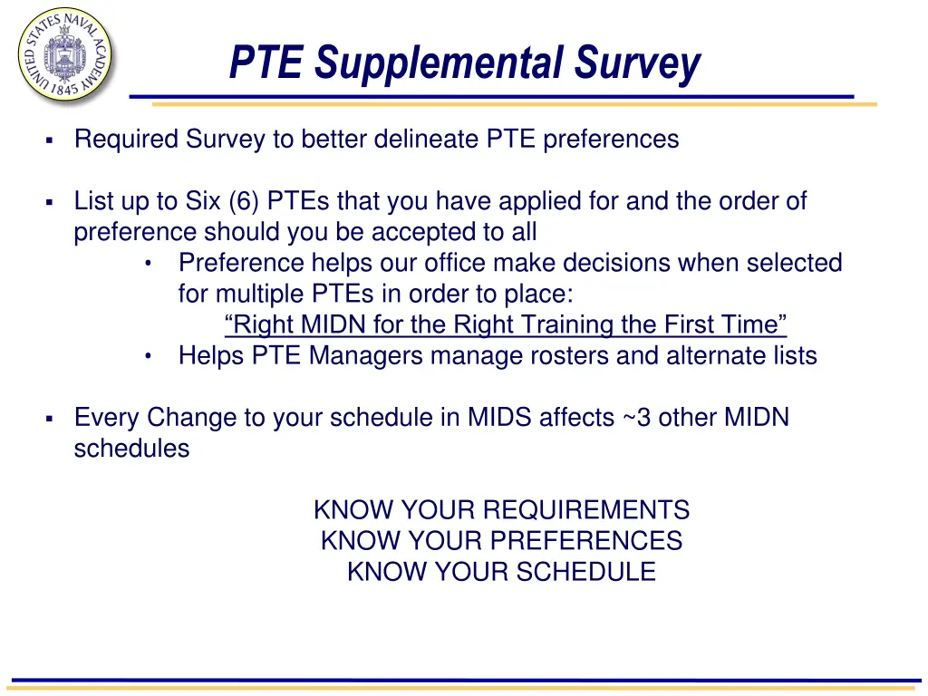 pte supplemental survey