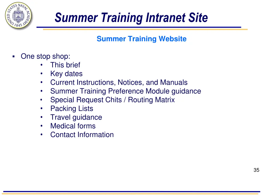 summer training intranet site