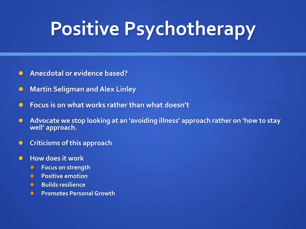 positive psychotherapy