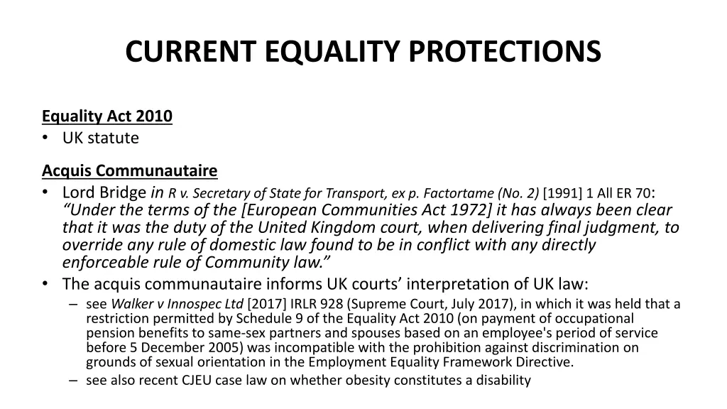 current equality protections