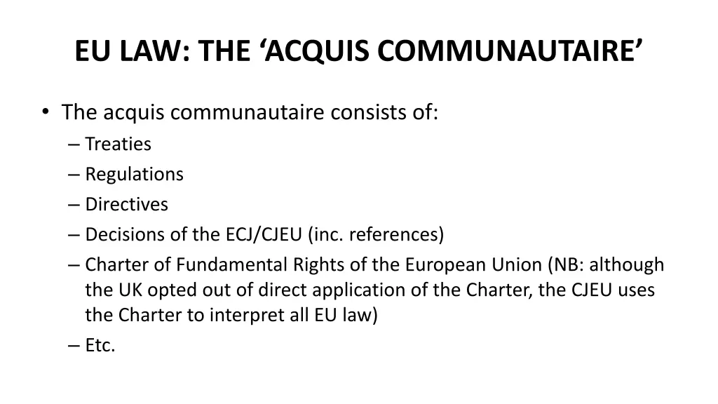 eu law the acquis communautaire