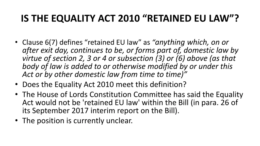is the equality act 2010 retained eu law