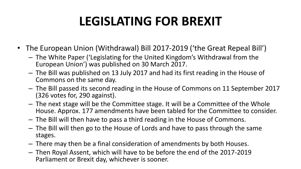 legislating for brexit