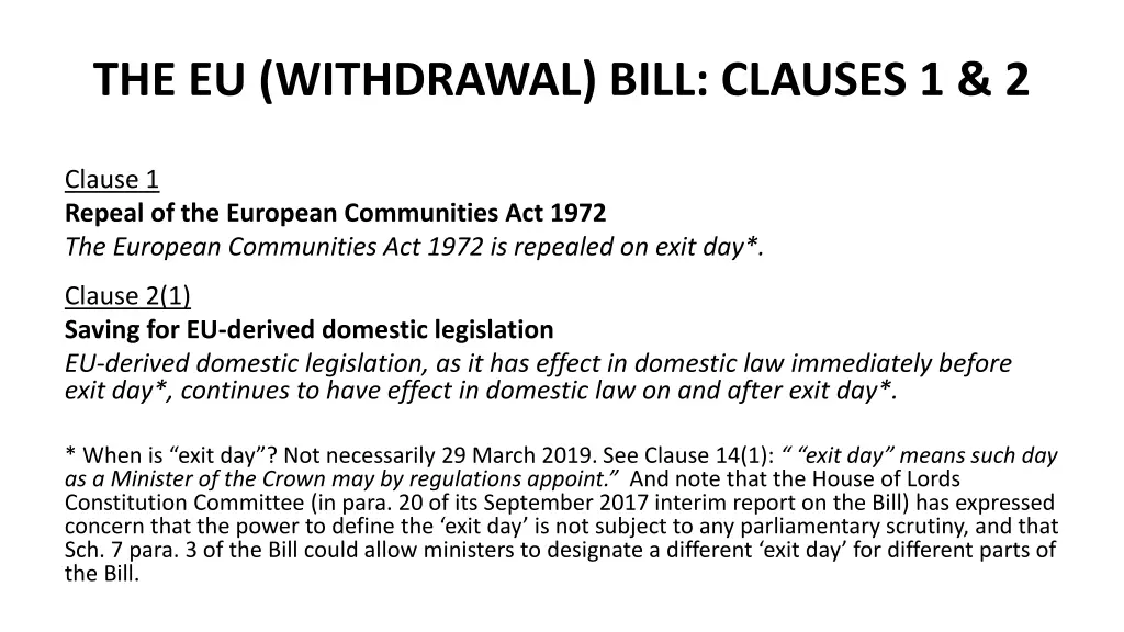 the eu withdrawal bill clauses 1 2