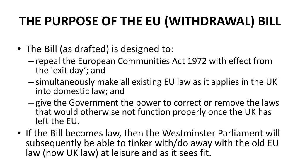 the purpose of the eu withdrawal bill