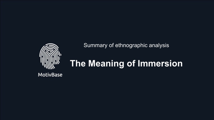 summary of ethnographic analysis