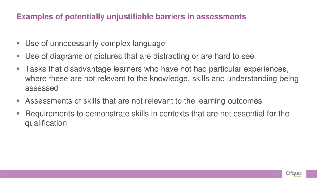 examples of potentially unjustifiable barriers
