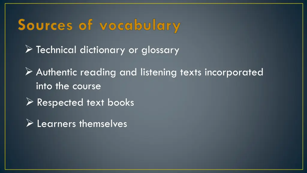 sources of vocabulary