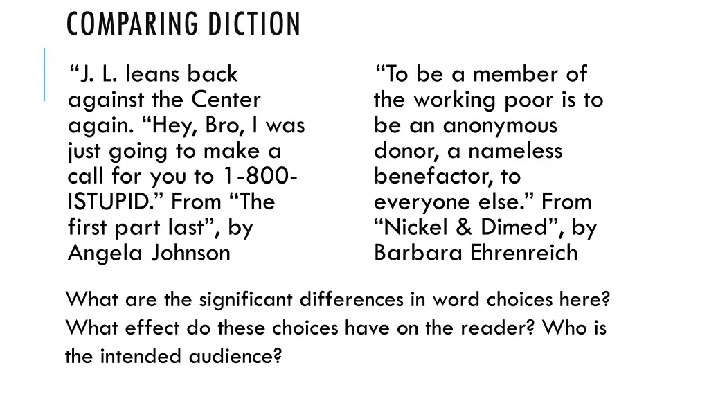 comparing diction