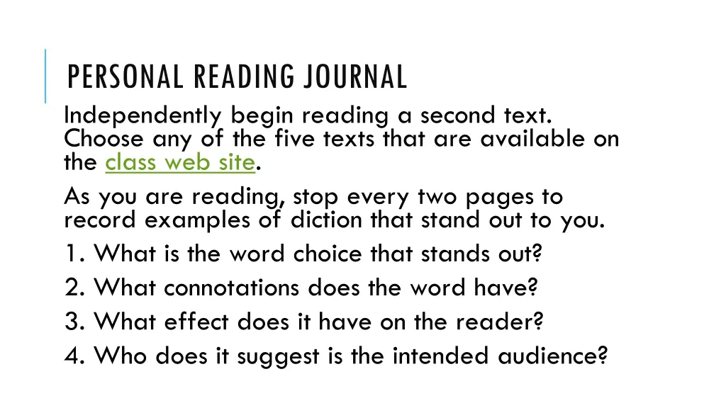 personal reading journal independently begin