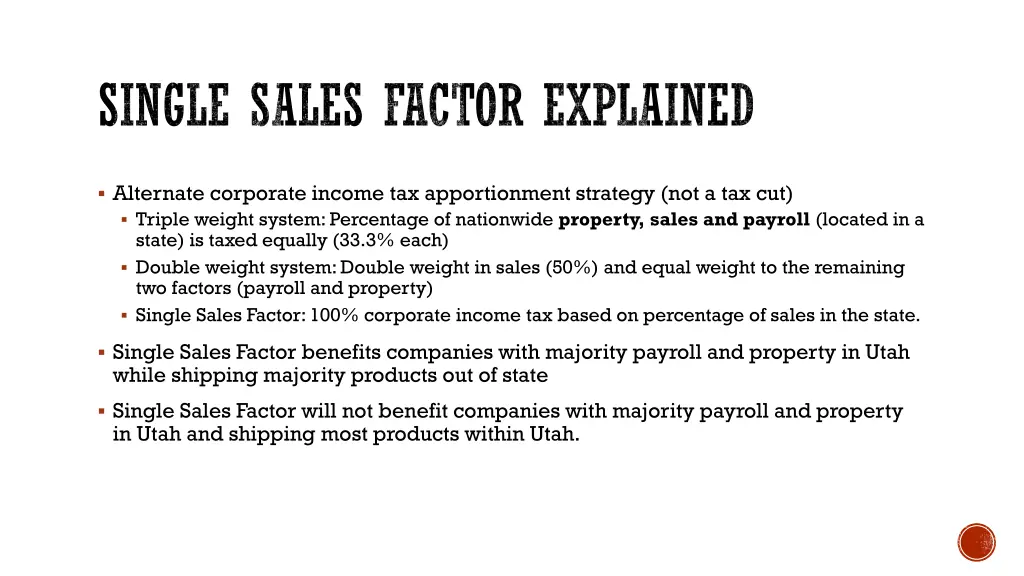single sales factor explained