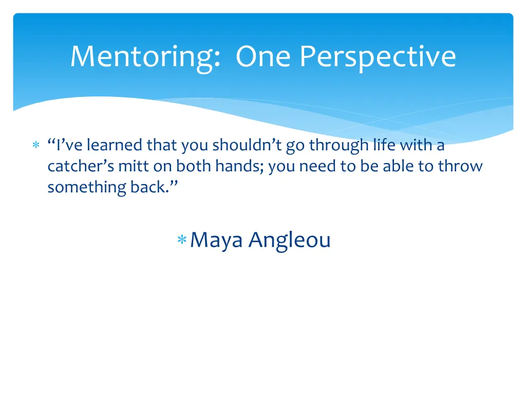mentoring one perspective