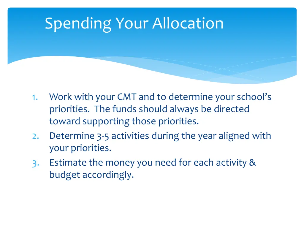 spending your allocation