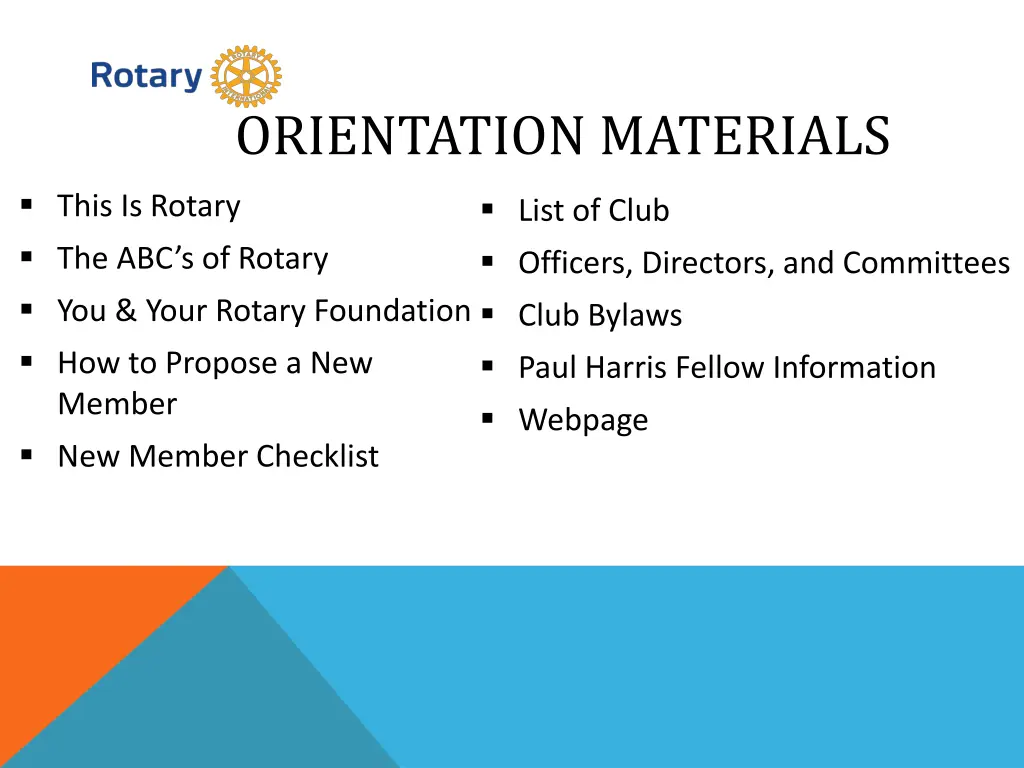 orientation materials