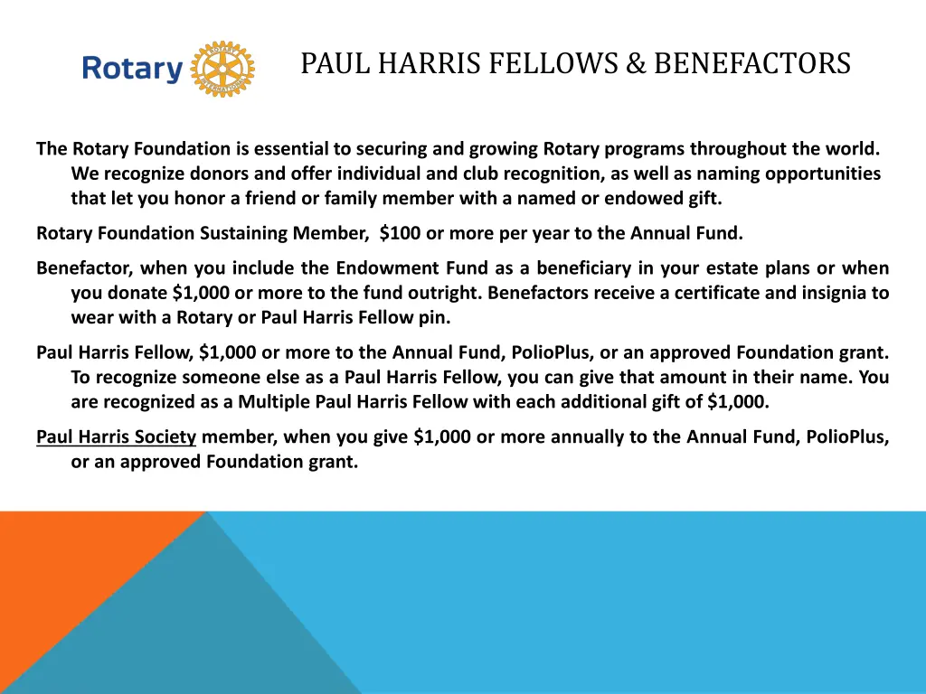 paul harris fellows benefactors