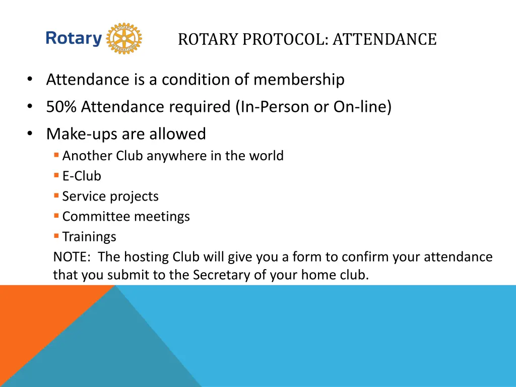 rotary protocol attendance