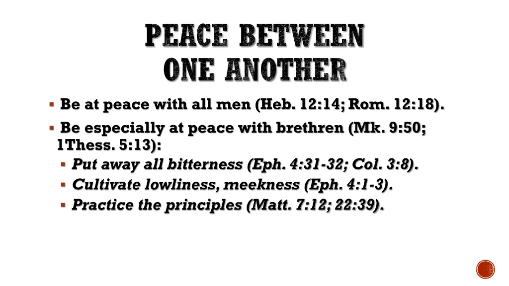 peace between one another be at peace with
