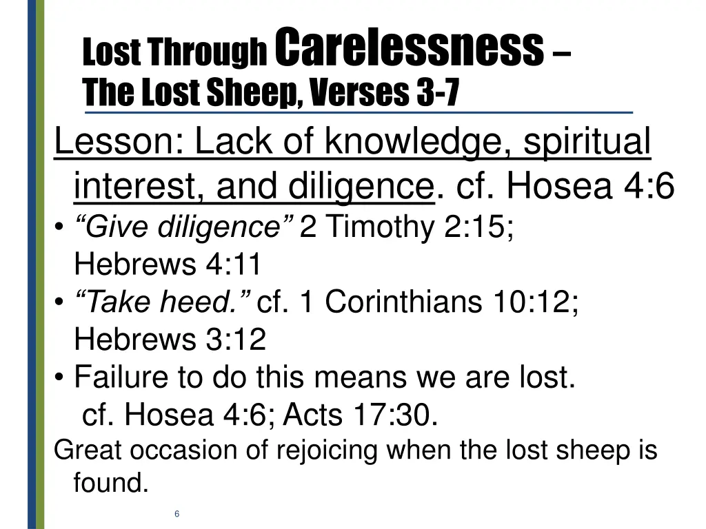 lost through carelessness the lost sheep verses 2