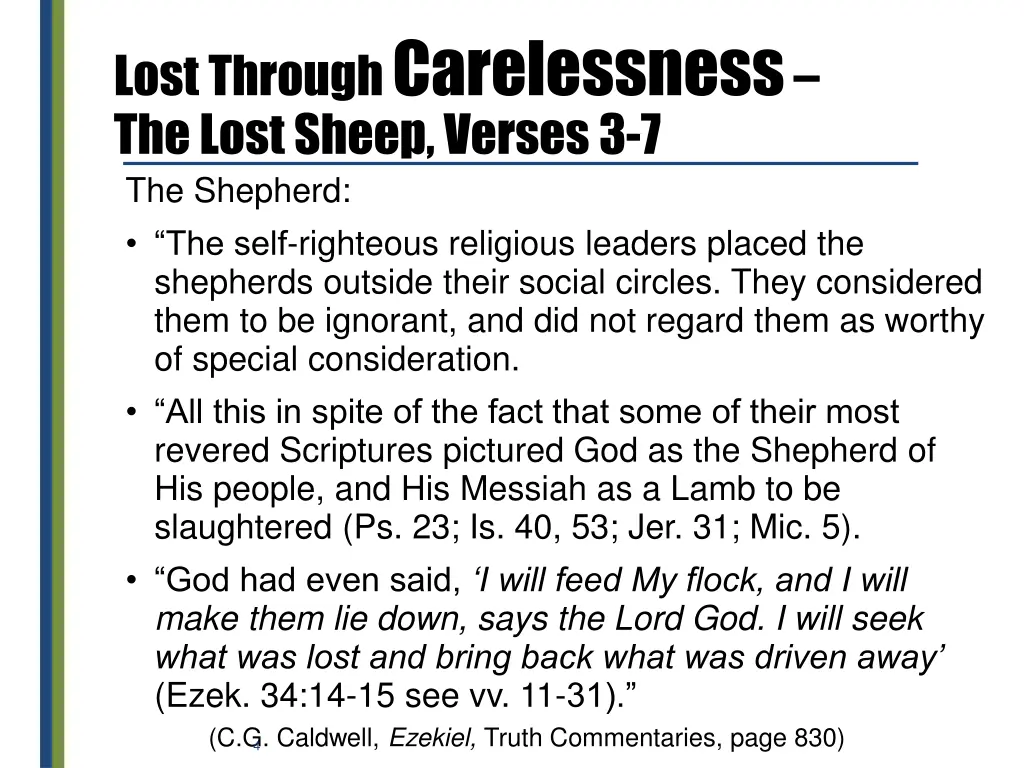 lost through carelessness the lost sheep verses