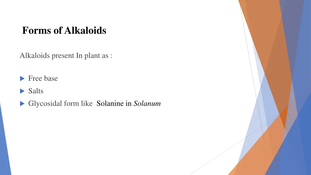 forms of alkaloids