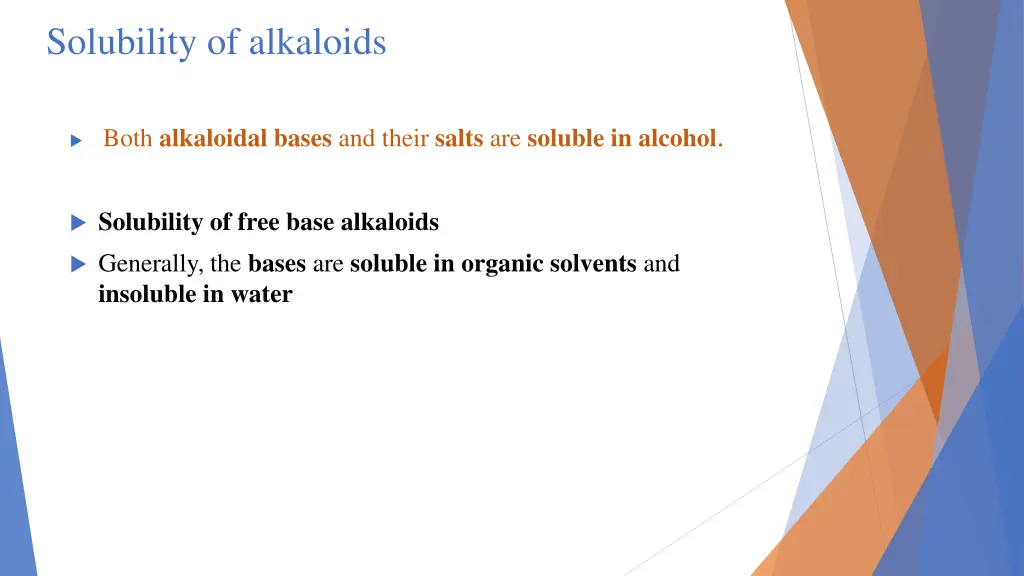 solubility of alkaloids