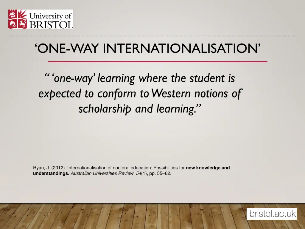 one way internationalisation