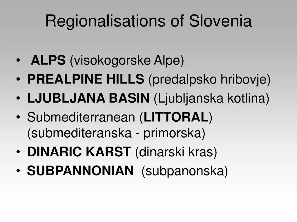regionalisations of slovenia