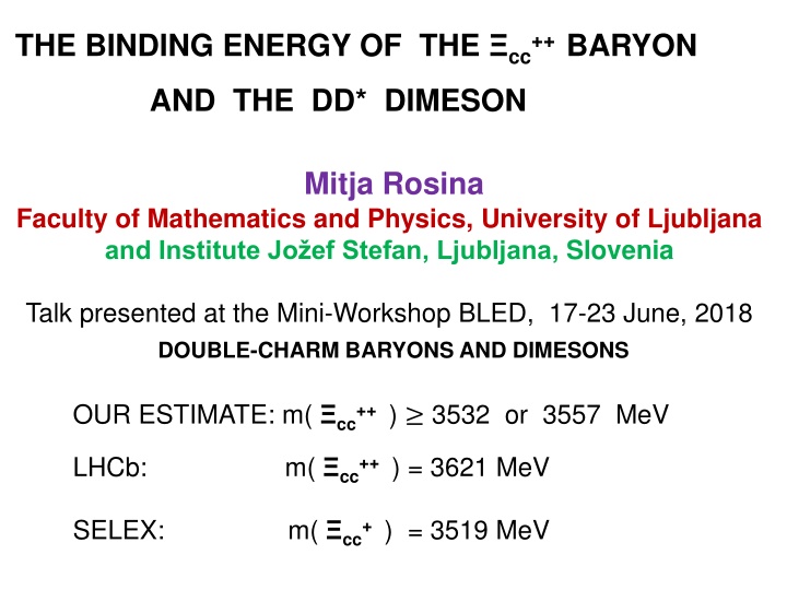 the binding energy of the cc baryon