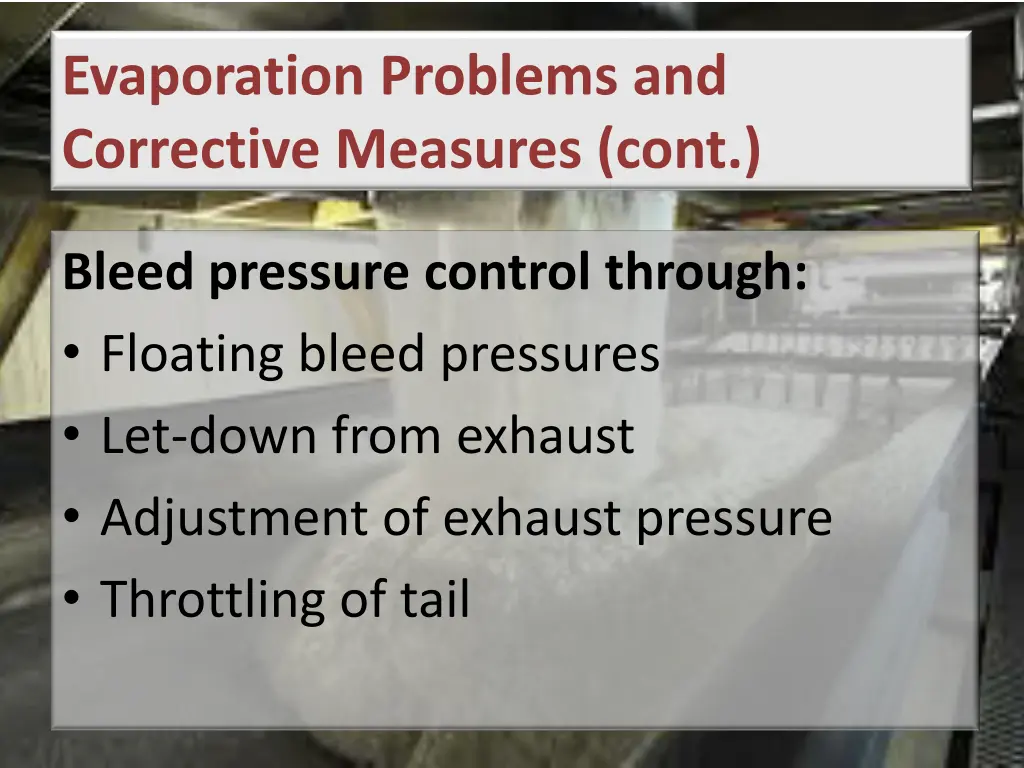 evaporation problems and corrective measures cont 2