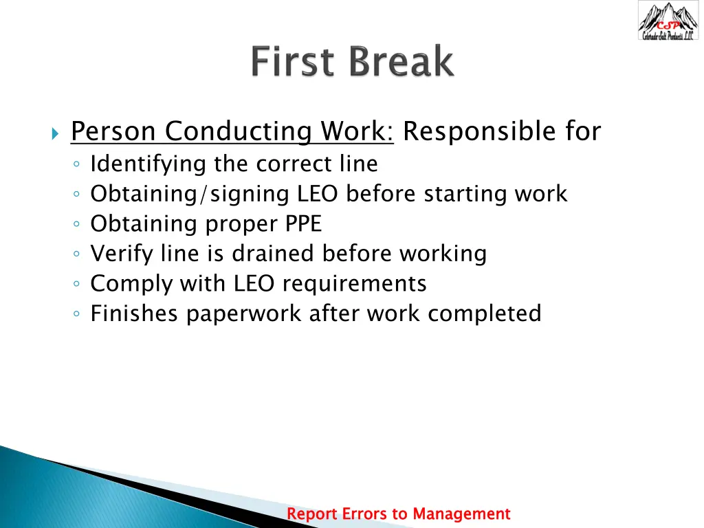 person conducting work responsible