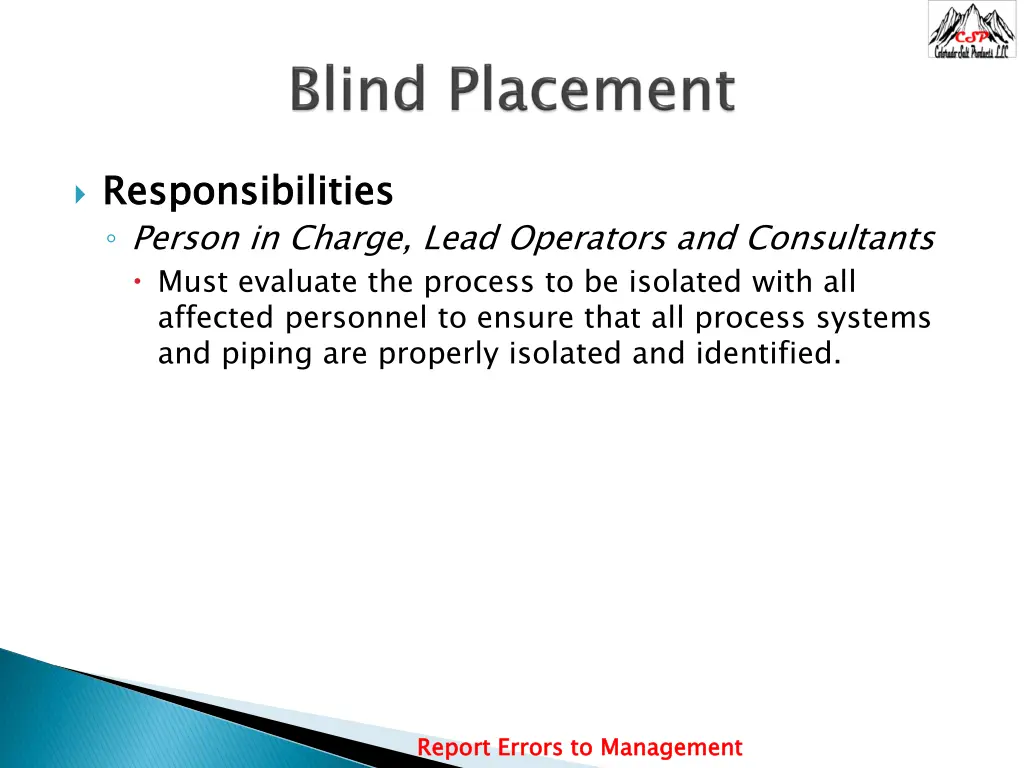 responsibilities person in charge lead operators