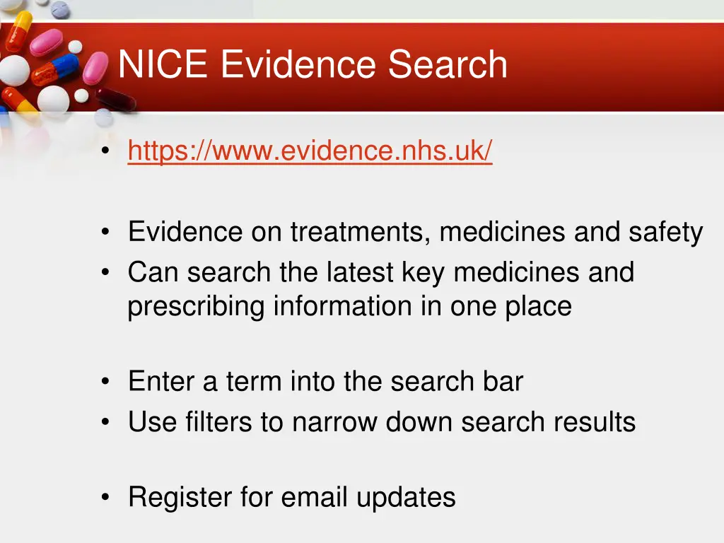 nice evidence search