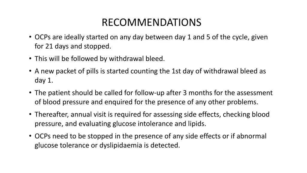 recommendations