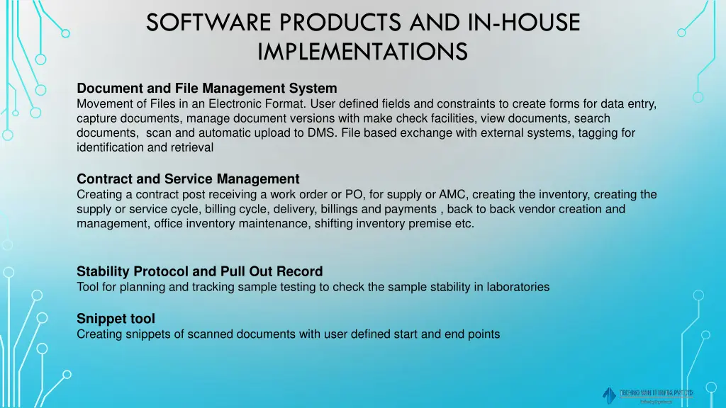 software products and in house implementations 1